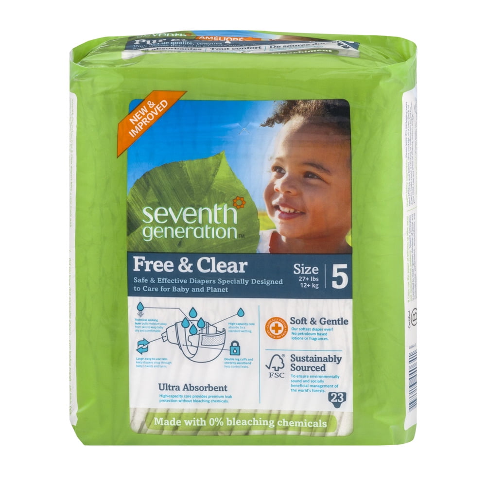 Seventh Generation Free and Clear Baby Diapers Stage 5 Case of 4