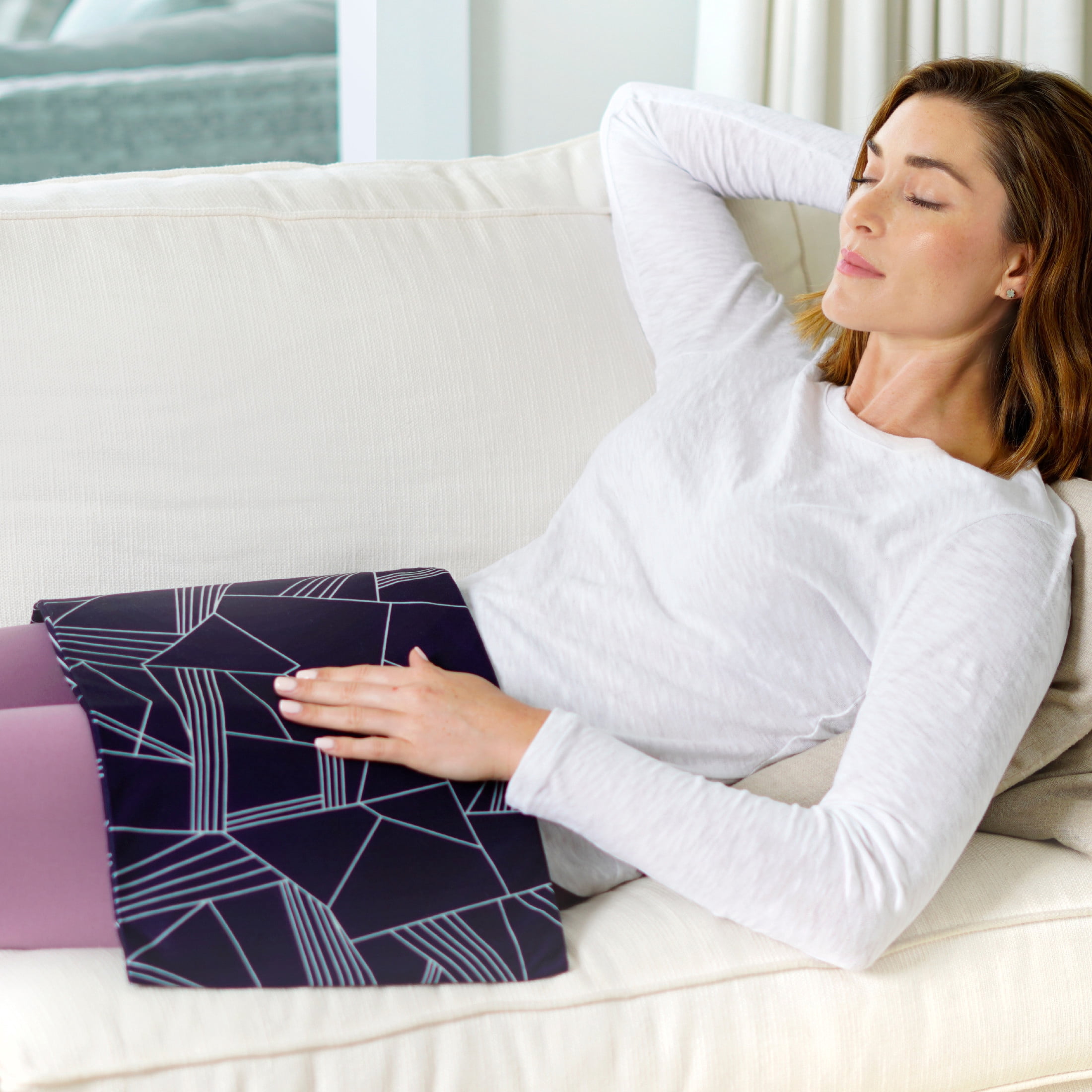 Pure Enrichment PurePureRelief Express Designer Series Electric Heating Pad - 12” x 24” Fast-Heating with 4 Heat Settings, Machine-Washable Fabric, & 2-Hour Auto Safety Shut-Off - Navy Graphic