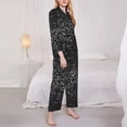 thumbnail image 3 of Yiaed Black And White Dotted Print Pajamas Women's Long Sleeve Sleepwear Soft Button Down Loungewear Pjs Lounge Set Nightwear Womens Pajama Pants-, 3 of 7