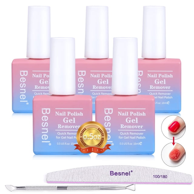 Set de removedor de esmalte de uñas en gel Besnel, paquete de 5 con kit de herramientas
