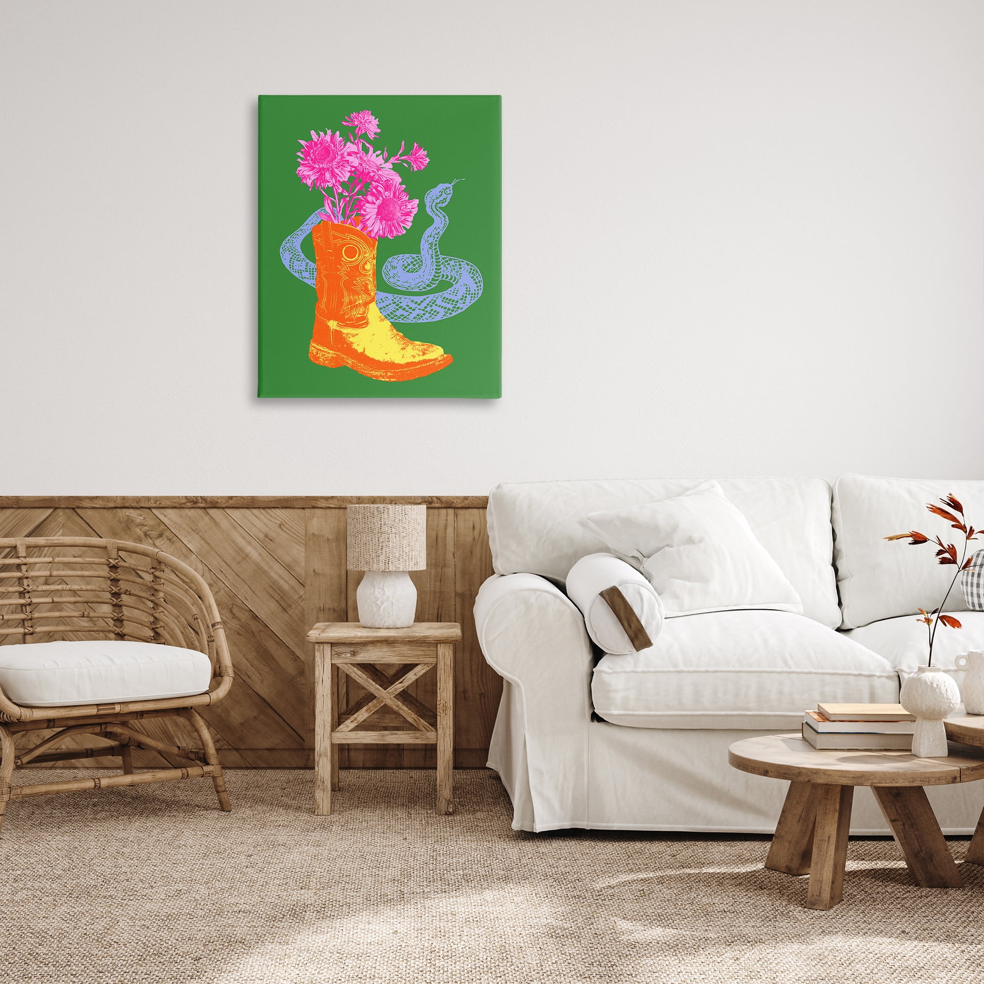 Stupell Industries Modern Snake & Boot Botanical & Floral Painting Gallery Wrapped Canvas Art Print Wall Art, 30 x 40
