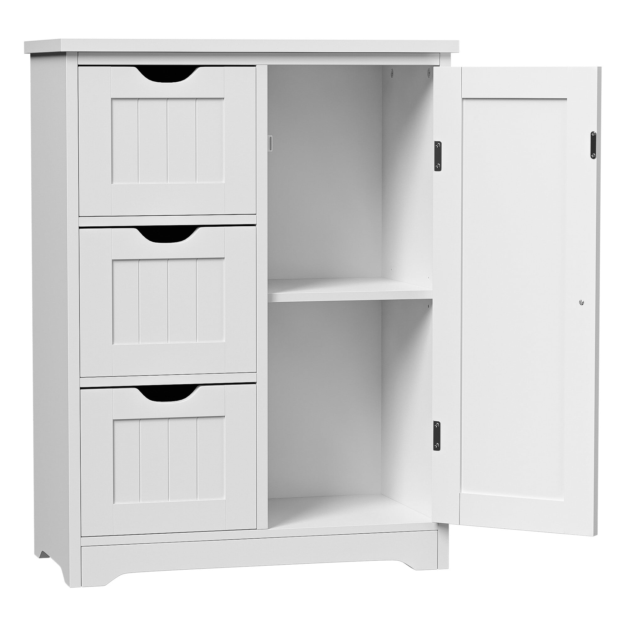 ZENSTYLE Bathroom Cabinet 3 Drawers Storage Organizer Floor Cupboard Home Decor White