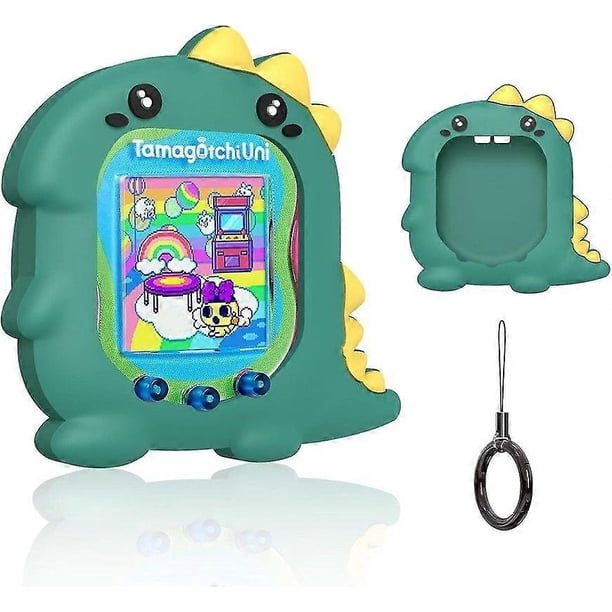Funda adorable compatible con la máquina de mascotas virtuales Tamagotchi Uni, funda con diseño de tiburón, dinosaurio y vaca para Tamagotchi Uni con cordón para el dedo.
