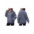 thumbnail image 3 of Women Fall Half Zip Pullover Oversized Fleece Mock Neck Hoodies Fashion Outfits Winter Clothing Dark Gray L, 3 of 6