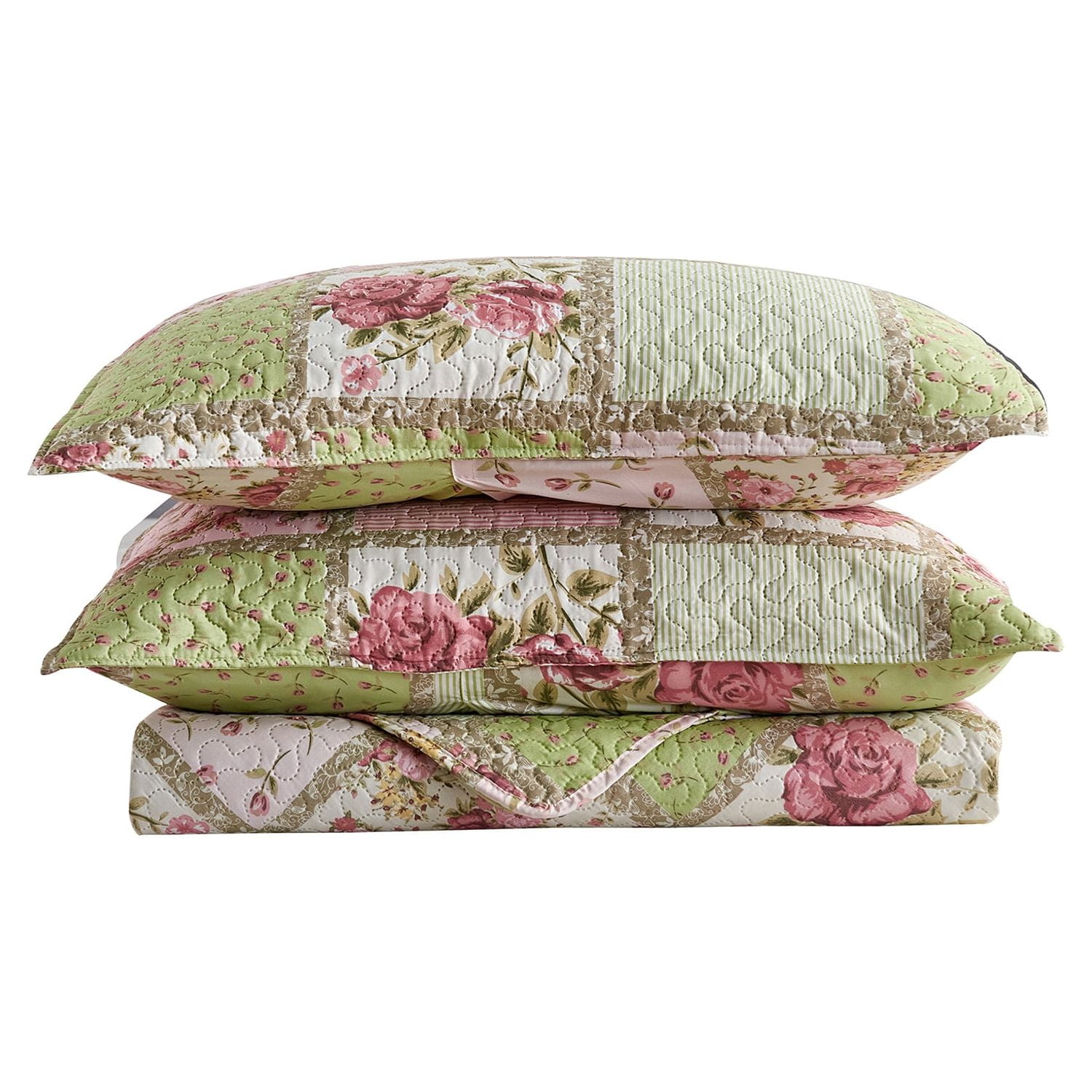 JML Quilt Set, Queen, Pink Patchwork, 3 Piece