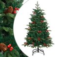 thumbnail image 1 of vidaXL Artificial Hinged Christmas Tree with Cones and Berries 150 cm, 1 of 5