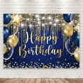 thumbnail image 2 of Blue Gold Happy Birthday Navy Royal Backdrop Men Boy Golden Dot Balloon Diamond Sparkle Cool Bday Party Photography Background Decorations Banner Photo Shoot, 2 of 4