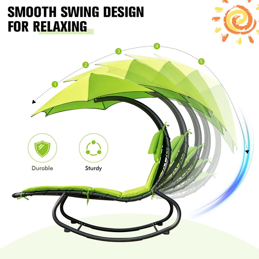 Aimee Lii Hammock Swing Lounger Chair with Shade Canopy, Patio Loungers, Green
