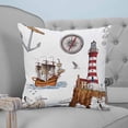 thumbnail image 4 of 26x26 Pillow Covers Set of 2, Nautical Lighthouses Throw Pillow Covers Decorative Couch Cushion Case, Ocean Ship Anchors Seashells Birds Microfiber Square Pillowcases for Bedroom Car Living Room, 4 of 7