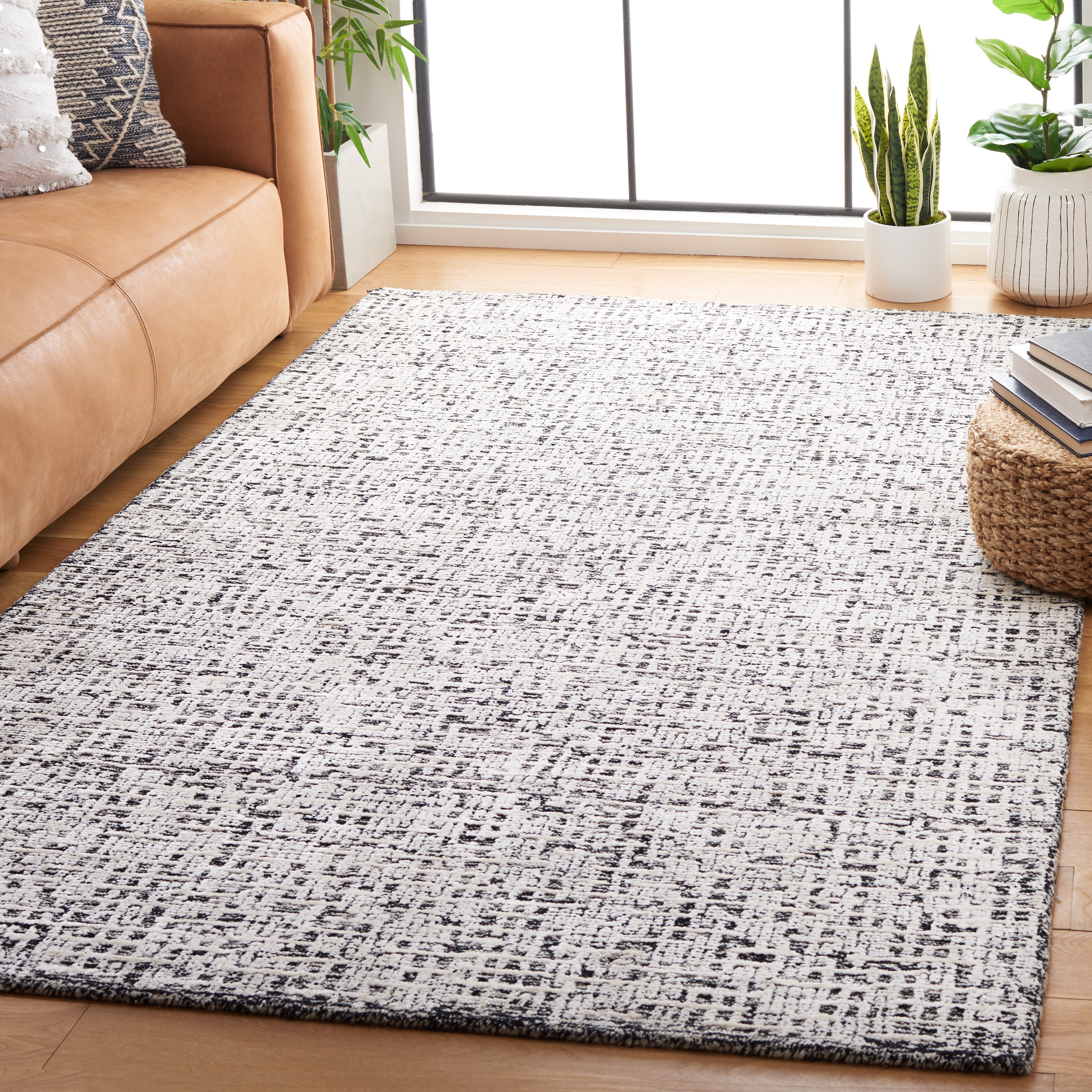 SAFAVIEH Glamour Ida Abstract Area Rug, Black/Ivory, 8' x 10'