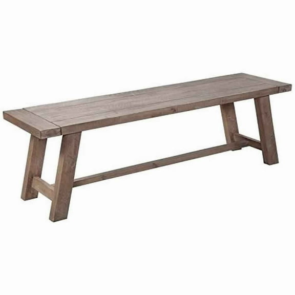 Farmhouse Wooden Dining Bench with Grain Details and Plank Top Brown