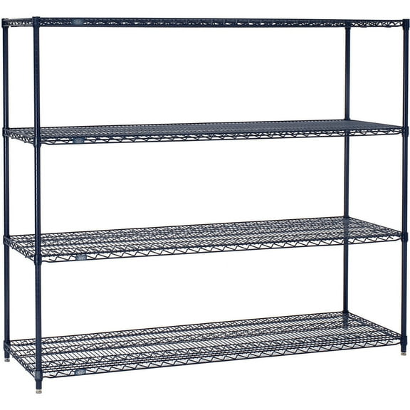 Nexel 5 Shelf Nexelon Blue Wire Shelving Unit Starter 60""W x 18""D x 63""H