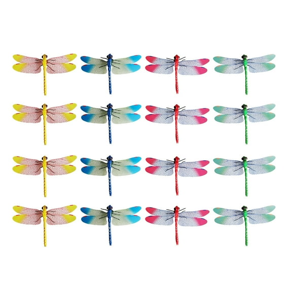Homoyoyo Dragonfly Figurine Set of 20, Indoor Outdoor Decorative Accents, Assorted Colors, PP Material