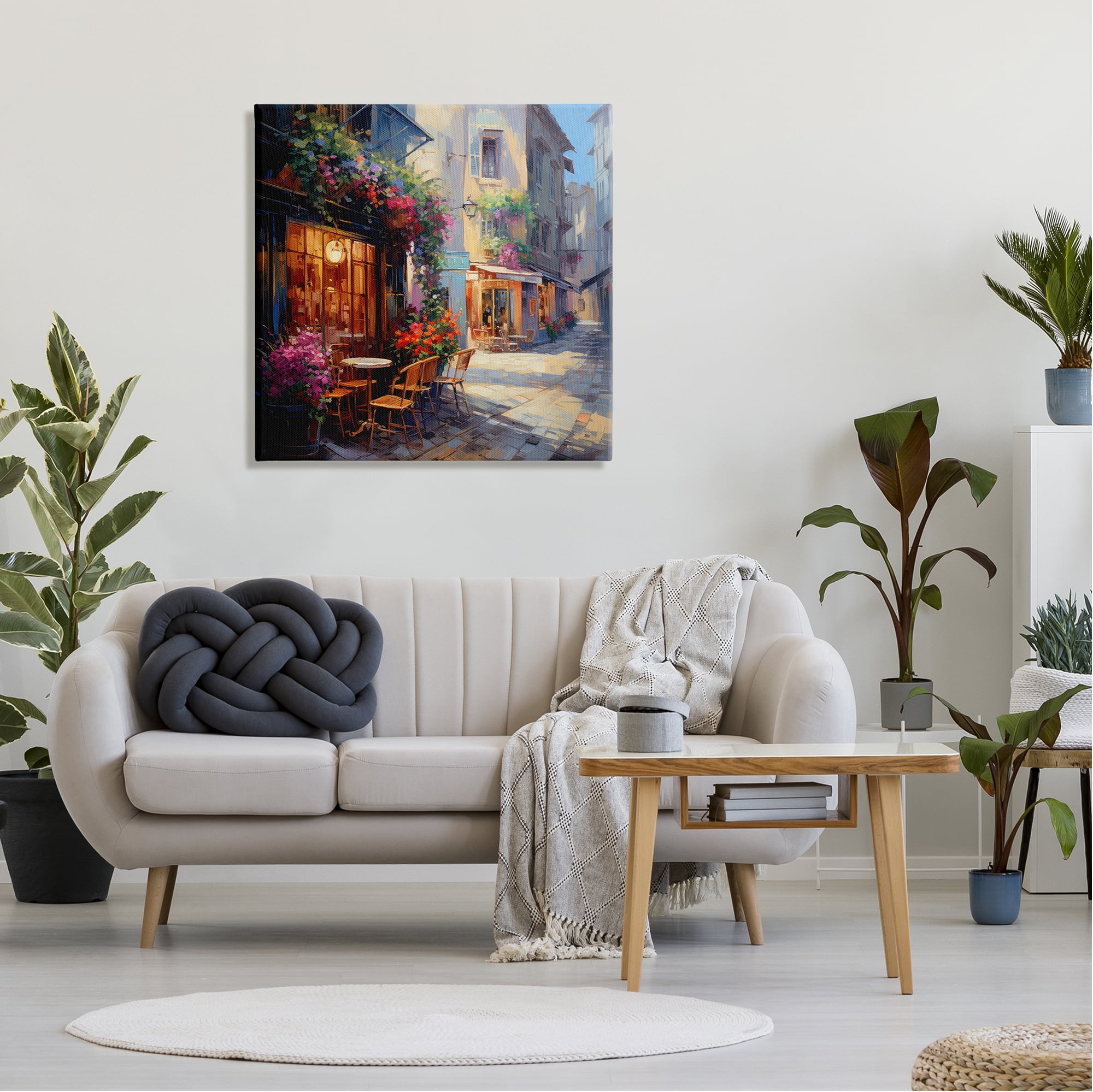 Stupell Industries French Neighborhood Cafe Travel & Places Painting Gallery Wrapped Canvas Art Print Wall Art, 30 x 30