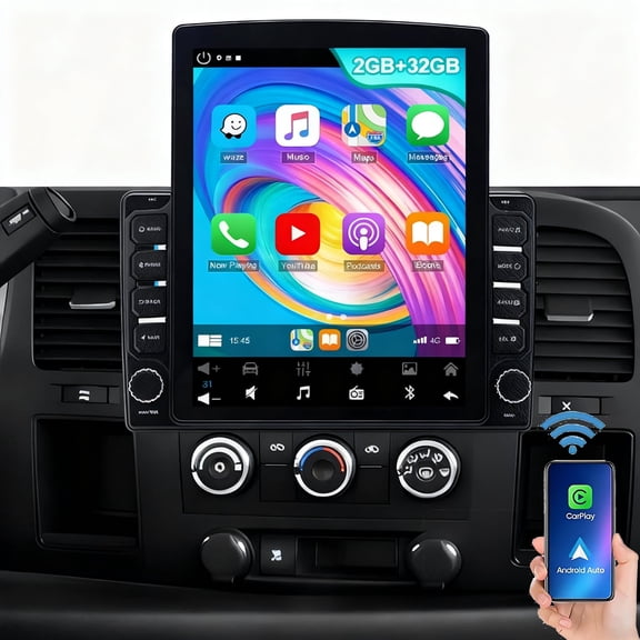 Eforcase Car Radio for Chevrolet Silverado 1500 2500 3500 with Wireless Carplay Android Auto,9.7" Touchscreen Android 15 Car Stereo with Mirror Link WiFi/GPS Bluetooth FM RDS EQ SWC Backup Camrea