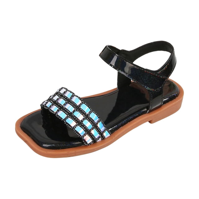 Icvfdpl Sandals For Girls Teen Girl Princess Rhinestone Slingback Ankle Strap Bohemian Shoes Vacation Soft 2.5 Years-3 Years