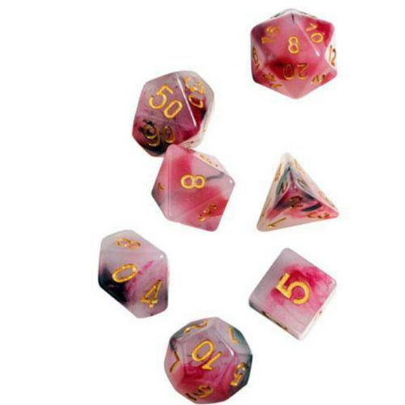 Sirius Dice Marble Pink, Black & Red Polyhedral 7-Die Dice Set