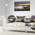 thumbnail image 3 of Designart Boat Docked in Lake at Sunset - Modern Seashore Throw Pillow - 12x20, 3 of 5