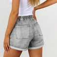 thumbnail image 5 of Boy Shorts for Women Womens Drawstring Denim Shorts Rolled Cuff Stretchy Casual Elastic Waist Jean Shorts with Pockets Summer Streetwear Gray XXL, 5 of 7