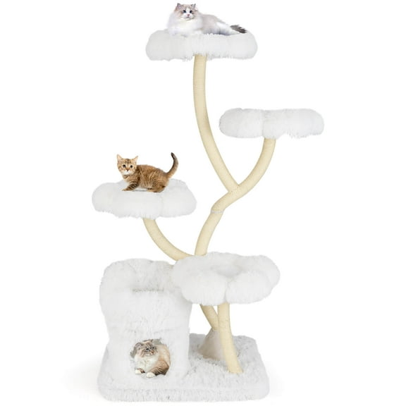 Infans Freestanding Cat Tower Tall Cat Tree w/ four Flower-shaped Platforms Cat Condo