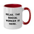 thumbnail image 2 of Appreciation Social worker Gifts, Relax. The Social Worker Is Here, Nice Two Tone 11oz Mug For Colleagues From Boss, 2 of 5