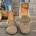 thumbnail image 6 of YLYL Women Suede Winter Flats Buckle Strap Low Heel Round Toe Slip on Comfortable Warm Walking Shoes, 6 of 9