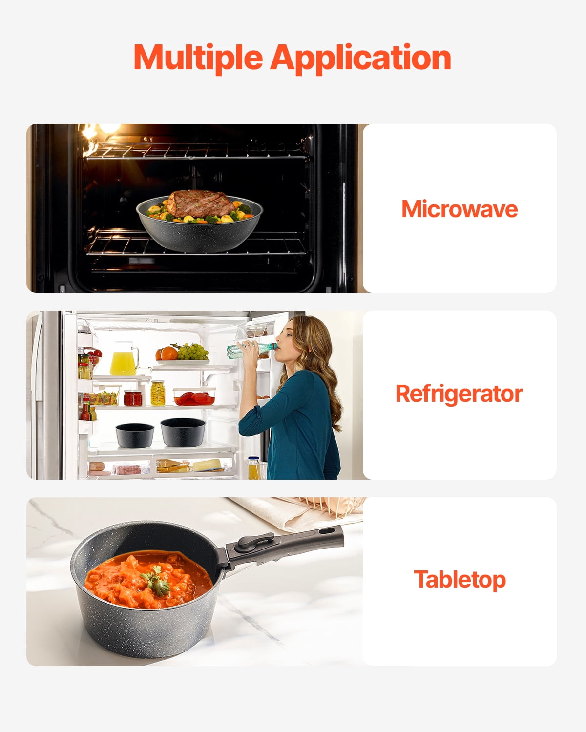 VEVOR 17 Piece Pots and Pans Set, Granite Nonstick Detachable Handle Cookware, Space Saving Induction Cookwares, Kitchen RV Cooking Sets with Frying, Sauce, Saute,Tempered Glass Lid,Oven Safe,Black