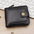 thumbnail image 3 of Men Wallet,Vintage PU Leather Multi-Card Zipper Wallet,Large Capacity Buckle Credit Card Holder Wallets,Flap ID Window Zip Coin Pocket Storage Wallets, 3 of 10