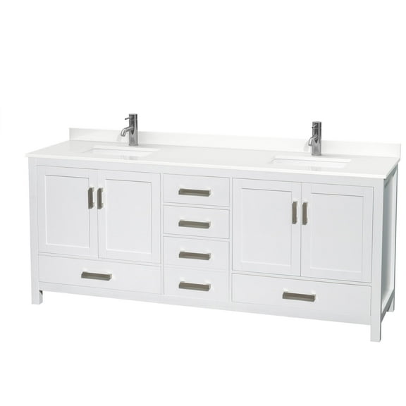 Wyndham Collection Wcs141480d-Qtz-Unsmxx Sheffield 80" Free Standing Double Basin Vanity
