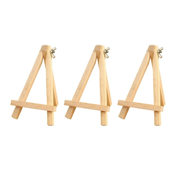 Beige Wooden Triangle Frame Easel for Displaying Pictures and Artworks, Small and Sturdy Design