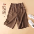 thumbnail image 2 of JIAYUE Women's Shorts Bermuda Solid Color Casual High Waisted Lightweight Button Down Comfy With Pockets Breathable Female Bottoms, 2 of 4