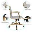 thumbnail image 4 of LeisureMod Harris Mid-Back Modern Leather Office Chair, Adjustable Swivel with Gold Frame, Tan, 4 of 6