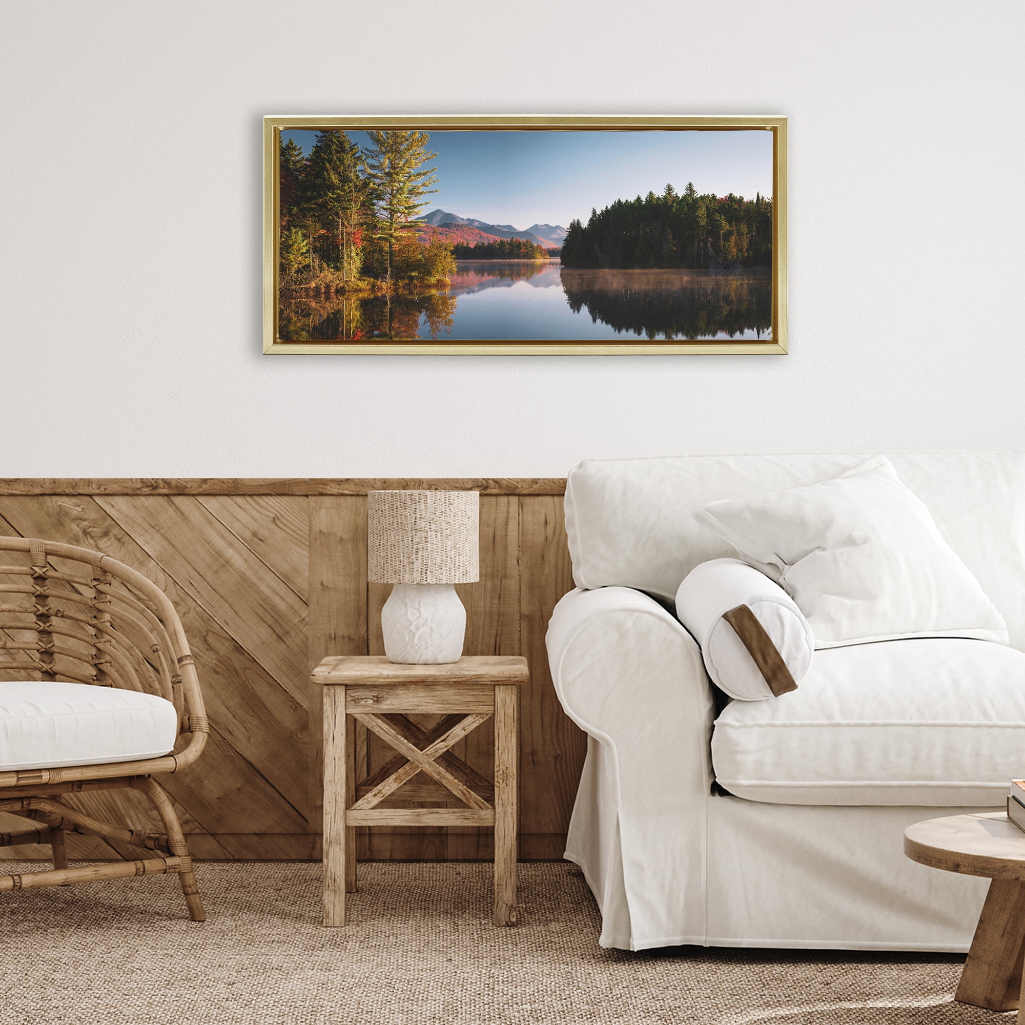 Stupell Industries Autumn Morning Reflection Gold Framed Floater Canvas Wall Art, design by Jonathan Zaharek