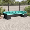 thumbnail image 1 of vidaXL 10 Piece Garden Sofa Set with Cushions Black Poly Rattan, 1 of 4