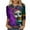 Multicolor—Tops-ZF, variant on AGWOLF Mardi Gras Outfit for Women 3/4 Length Sleeve Mask Graphic Carnival Tee Blouses Fashion Round Neck Funny 3D Print Holiday Tops