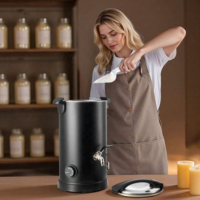 Wax Melter For Candle Making, 5.3 Qts, Fast And Even Heating, With Easy Pour Spout And Temperature Control, Hourglass Base For Non-Stick Smooth Flow, Wax Melting Pot For Making Candles Soaps
