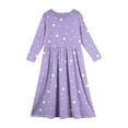 thumbnail image 3 of Inglocry Girl's Long Sleeve Polka Dot Loose Casual Round Neck Holiday Long Maxi Dress with Pockets 5-14 Years Light Purple 5-6Y, 3 of 4