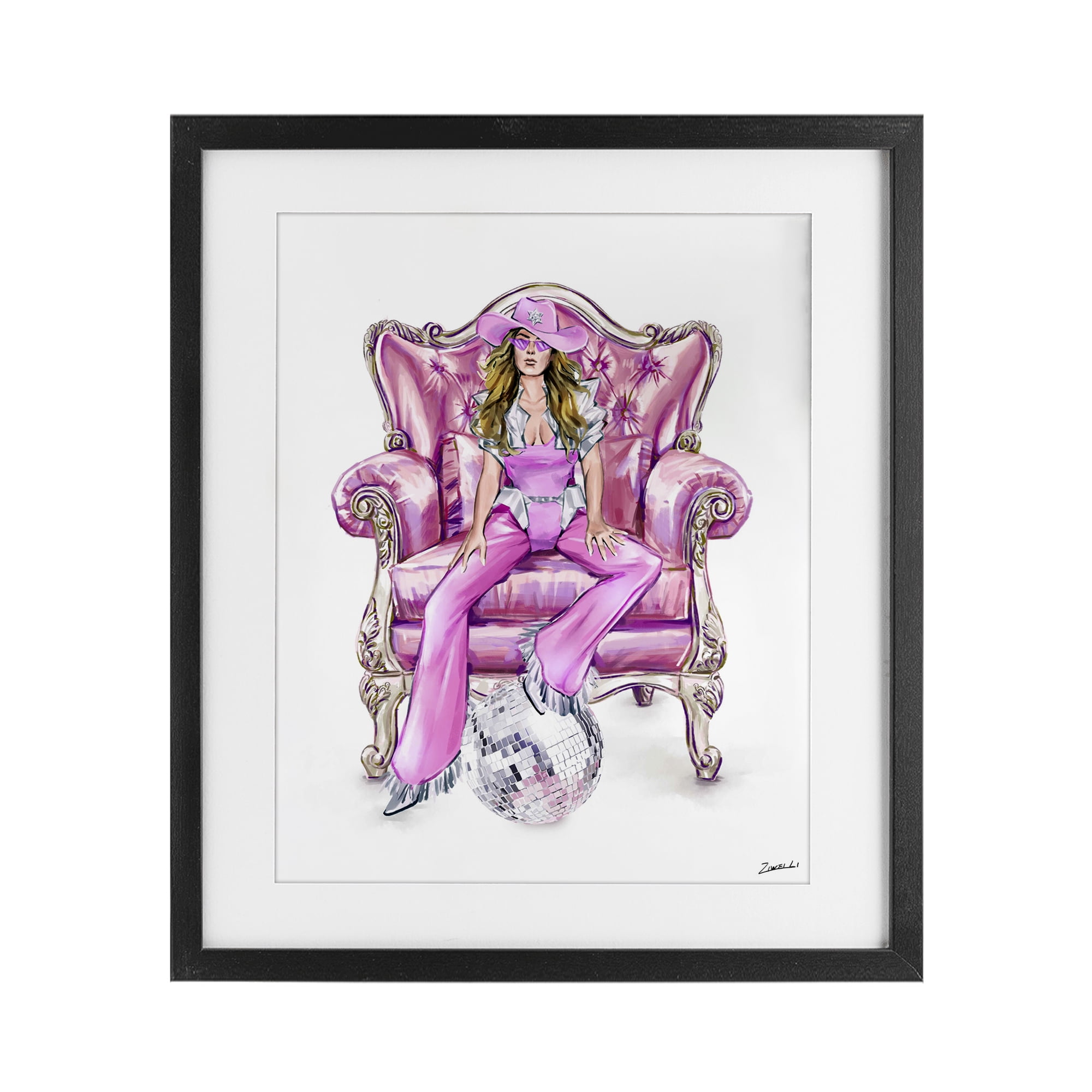 Stupell Industries Cowgirl Glam Female Black Framed Print Under Glass design by Ziwei Li, 16 x 13