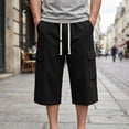 thumbnail image 2 of mens shorts Cargo Capri Pants Multi Pocket Loose Casual Shorts Summer Lightweight Breathable,Black,XXXL, 2 of 5