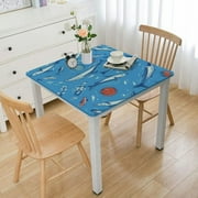 nygtbtfer Funny Shark Print Table Cloths Greaseproof Elastic Tablecloths for Tables Table Cover for Bridal Shower Engagement Housewarming Wedding Fits for Table white