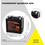 Motobatt MBTX12UHD 12V, 14Ah - QuadFlex 4 Terminal Non-Spillable AGM Battery, 210 CCA