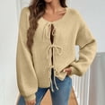 thumbnail image 2 of AGWOLF Cardigan Sweaters for Women Trendy Bow Tie Open Front Cardigan Casual Knitted Lantern Sleeve Sweater Fall Winter Oversized Tops, 2 of 6