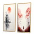 thumbnail image 3 of Designart "Minimal Serenity Moonlit Wanderings" Abstract Landscape Framed Wall Art Set Of 2 - Modern Pink Gallery Wall Frame Set For Home Decor, 3 of 6