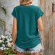thumbnail image 4 of Blusa de Manga Corta, Color Sólido Casual, Camiseta de Bolsillo con Cuello en V para las Mujeres, 4 of 9