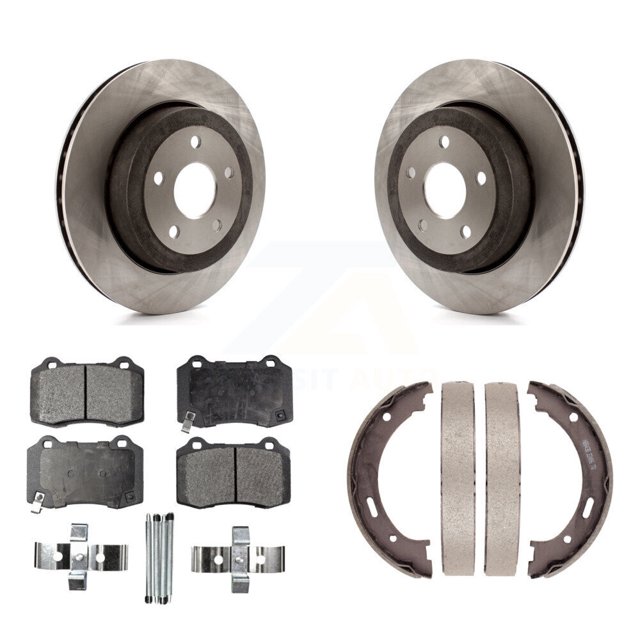 Transit Auto Rear Disc Rotors Ceramic Pads and Parking Brake Shoes Kit for Car 2006-2010 Jeep Grand Cherokee SRT8 K8T-105608