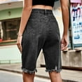 thumbnail image 7 of YYUIJK Jean Shorts for Women High Waisted Trendy Causal Summer Fold Hem Stretchy Long Denim Shorts 7 Inch Inseam, 7 of 7