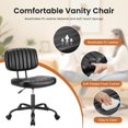 thumbnail image 4 of ZALIX  Small Office Chair, Armless Desk Chair with Wheels, PU Leather Comfy Computer Task Swivel Vanity Rolling Chairs No Arms for Small Space, Home Office, Black, 4 of 7