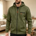 thumbnail image 6 of yillto Men Zip up Hoodie Sweatshirt Coat with Zipper Pocket Long Sleeve Loose Drawstring Jackets, 6 of 7