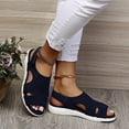 thumbnail image 6 of Xfvqtps Sandals for Womens Open Peep Toe Low Wedge Heels Mesh Hollow out Thick Bottom Soft Sole Non Slip Comfortable Breathable Summer Outdoor Walking Casual Shoes Navy, 6 of 8