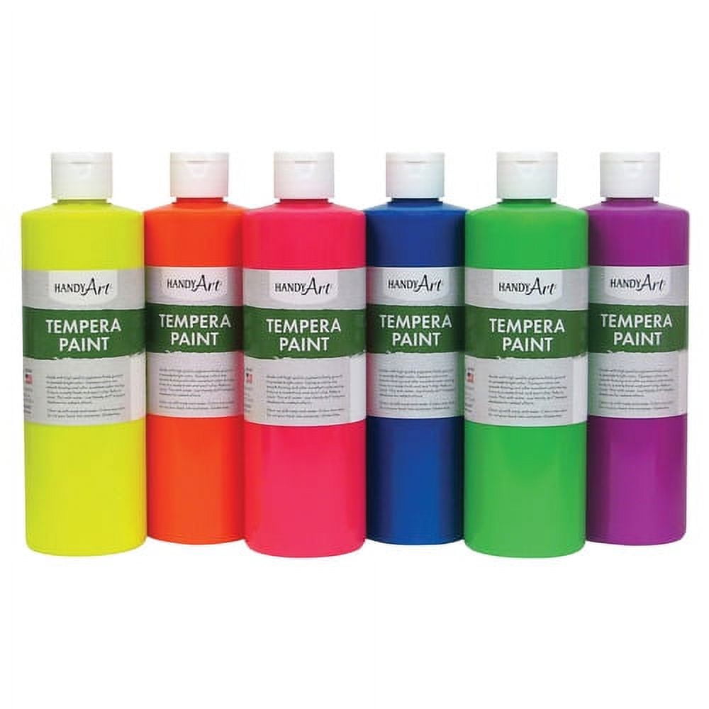 Handy Art Tempera Paint, Pint, Fluorescent 6-Color Set
